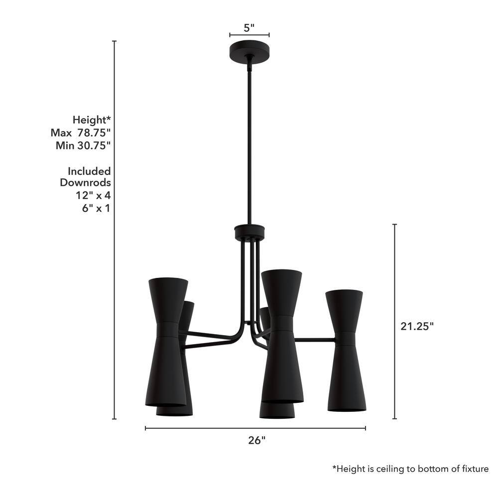 Zola 26" Matte Black 10-Light Mid-Century Modern Chandelier