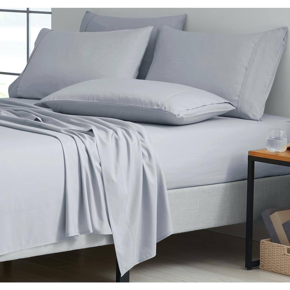 Silver Grey Queen Cotton Polyester 6-Piece Sheet Set