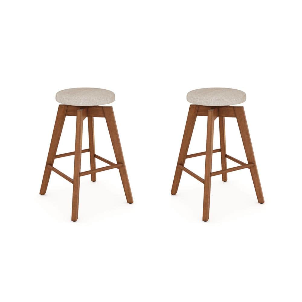 Gray Solid Wood 26" Swivel Backless Counter Stool Set