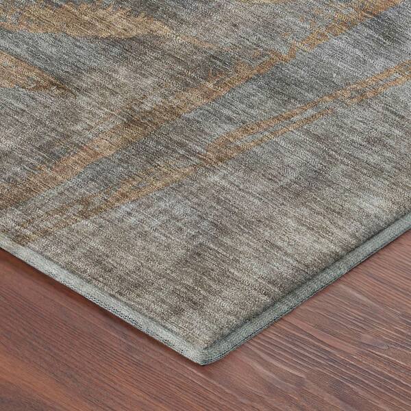 Mayfield Premium Machine Washable Abstract AMF2222 Khaki 2 ft. x 3 ft. Accent Rug