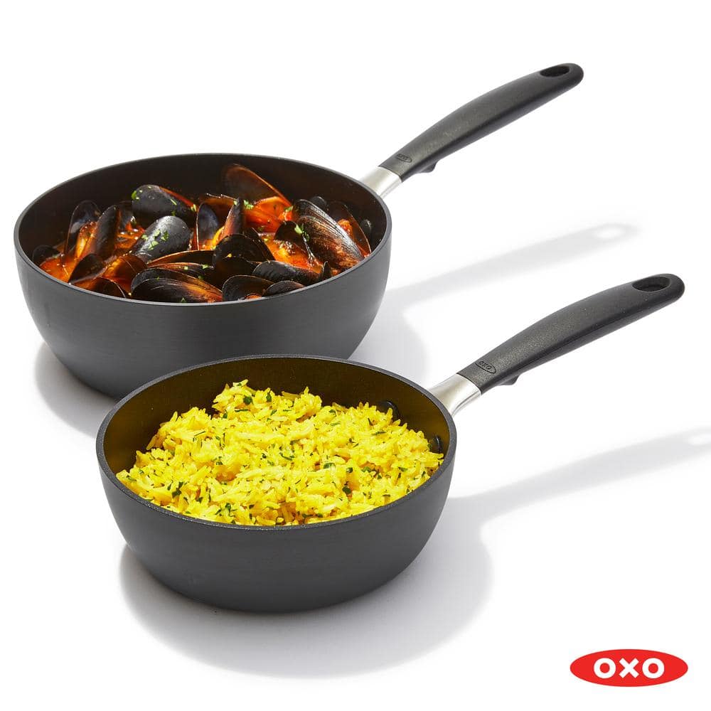 Black Aluminum Nonstick 4-Piece Saucepan Set with Glass Lids