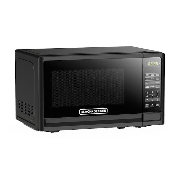 BLACK+DECKER 12.7 in. Width 0.7 cu.ft. Black Digital Microwave, Black  700-Watt Countertop Microwave EM720CFOB - The Home Depot