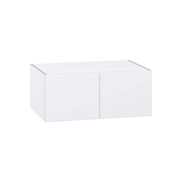 J COLLECTION Timberline 36 in. W x 24 in. D x 15 in. H Assembled Slab Wall Bridge Kitchen Cabinet in Bright White