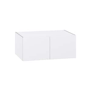 Fairhope Bright White Slab Assembled Wall Bridge Kitchen Cabinet (36 in. W x 15 in. H x 24 in. D)