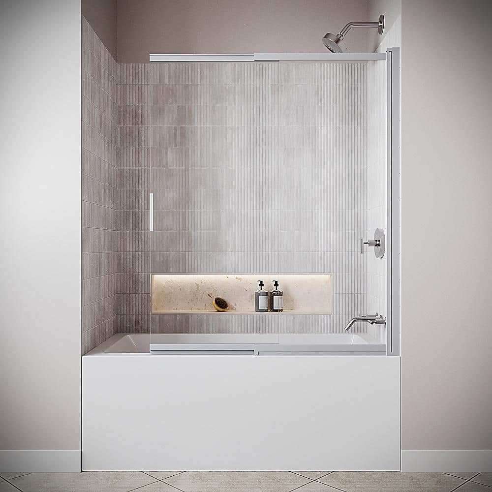 Conca 48'' x 58'' Framed Sliding Bathtub Door,CrystalTech Treated 3/16'' Glass, Polished Chrome Hardware price history on PriceWatchPro