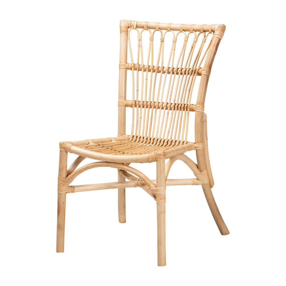 Natural Brown Rattan Cane Low Back Side Chair