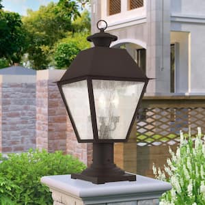 Willowdale 22 in. 3-Light Bronze Cast Brass Hardwired Outdoor Rust Resistant Post Light with No Bulbs Included