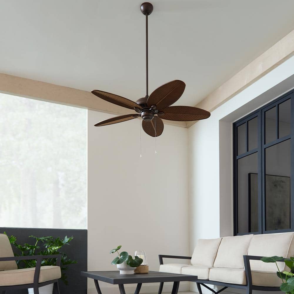 Ren 52" Roman Bronze Outdoor Ceiling Fan with American Walnut Blades