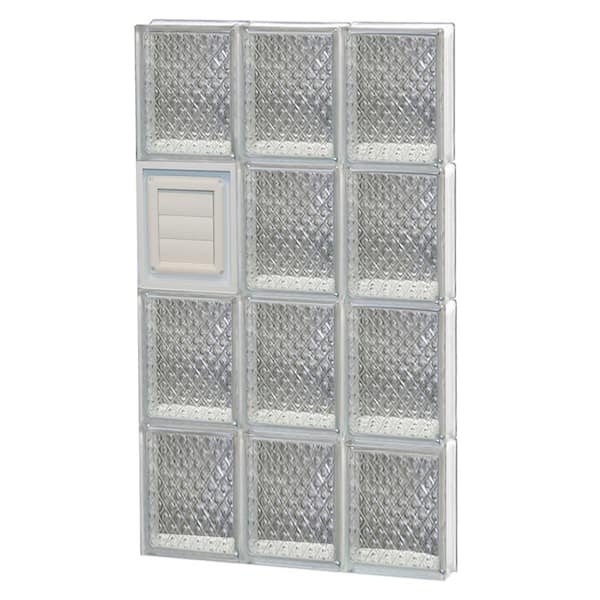 Clearly Secure 17.25 in. x 31 in. x 3.125 in. Frameless Diamond Pattern Glass Block Window with Dryer Vent
