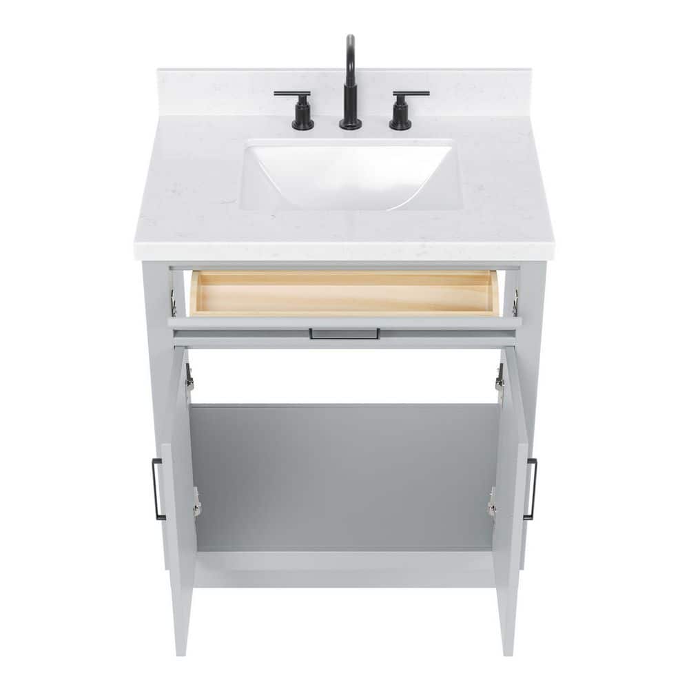 Hepburn 30" Grey Freestanding Single Basin Vanity with Quartz Top