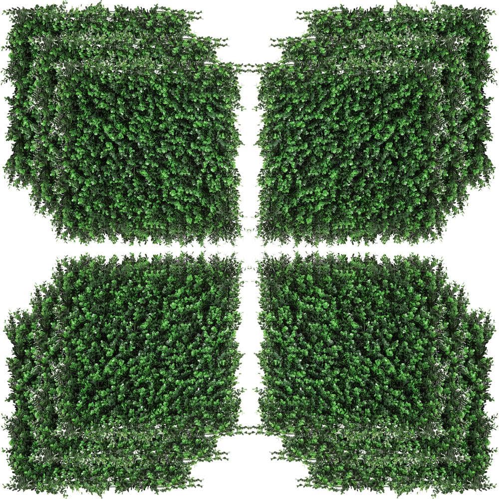 12 Pcs 20 in. H Green Artificial Grass Wall Panels Decor for Outdoor, Indoo