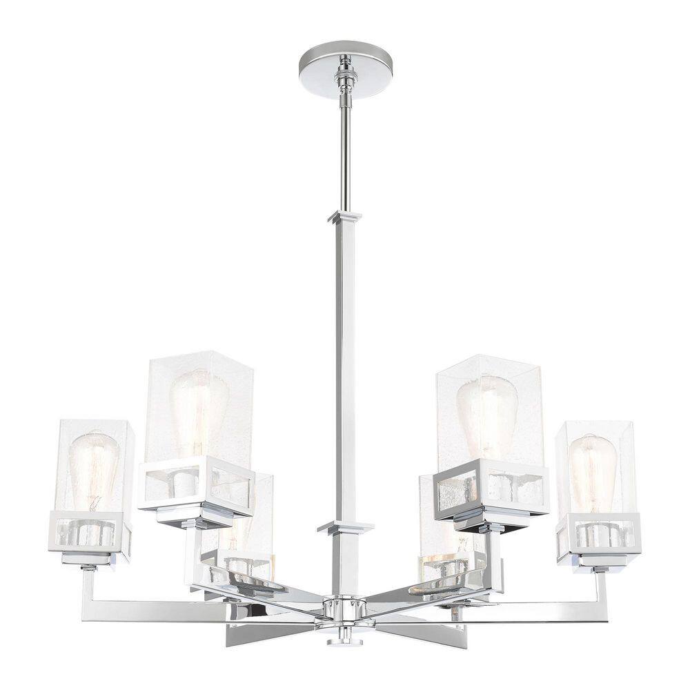 Harding Polished Chrome 6-Light Chandelier with Clear Seeded Glass
