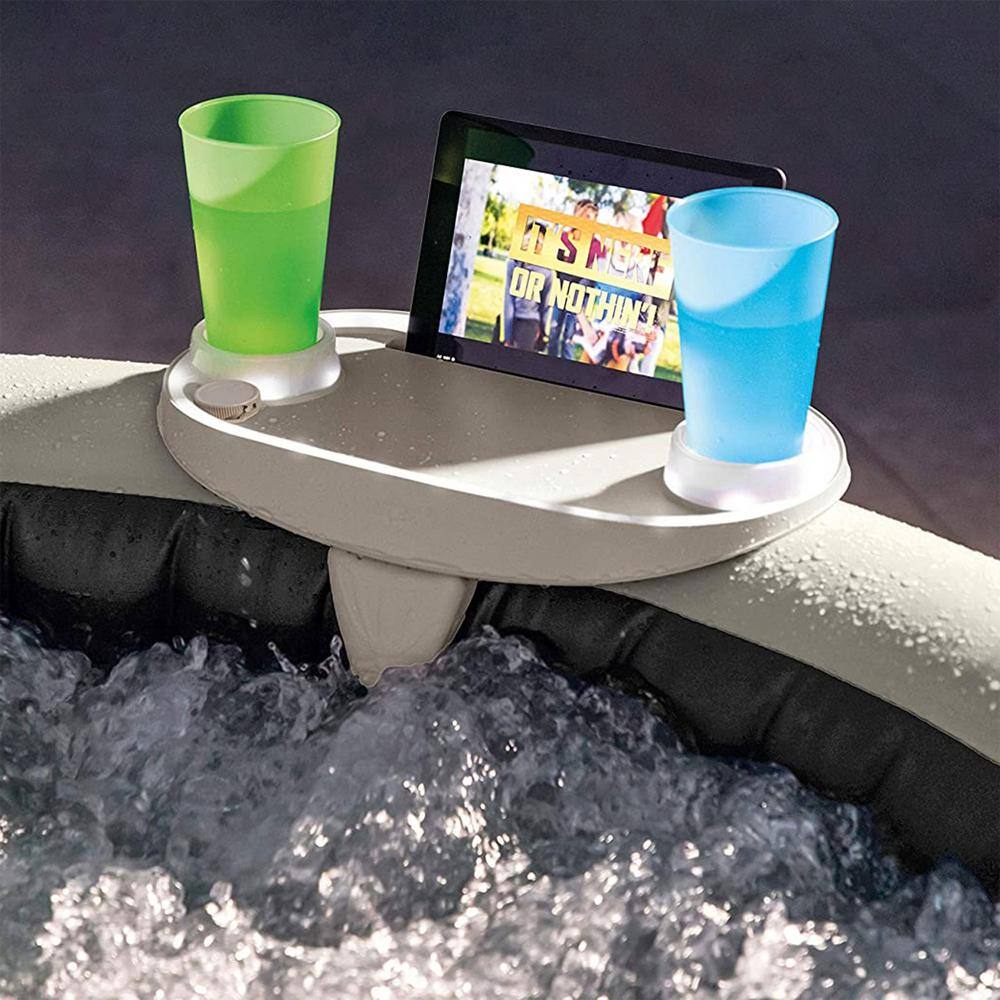 Intex PureSpa Plus 6-Person Inflatable Gray Hot Tub with LED Tray