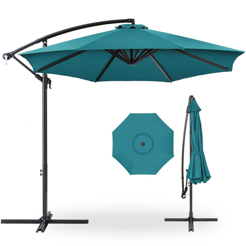 Best Choice Products 10 ft. Aluminum Offset Round Cantilever Patio Umbrella with Easy Tilt