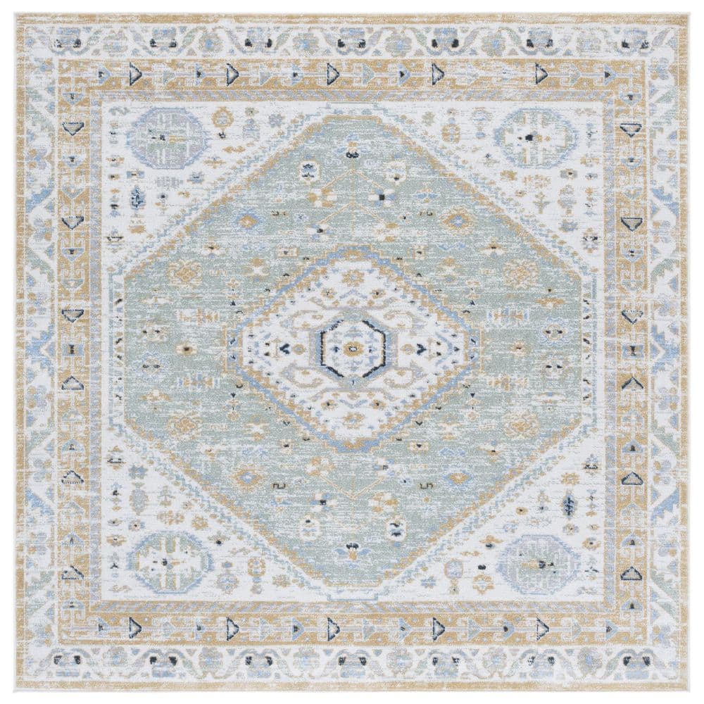 Bayside 7 ft. x 7 ft. Gold/Green Traditional Medallion Square Area Rug price history on PriceWatchPro