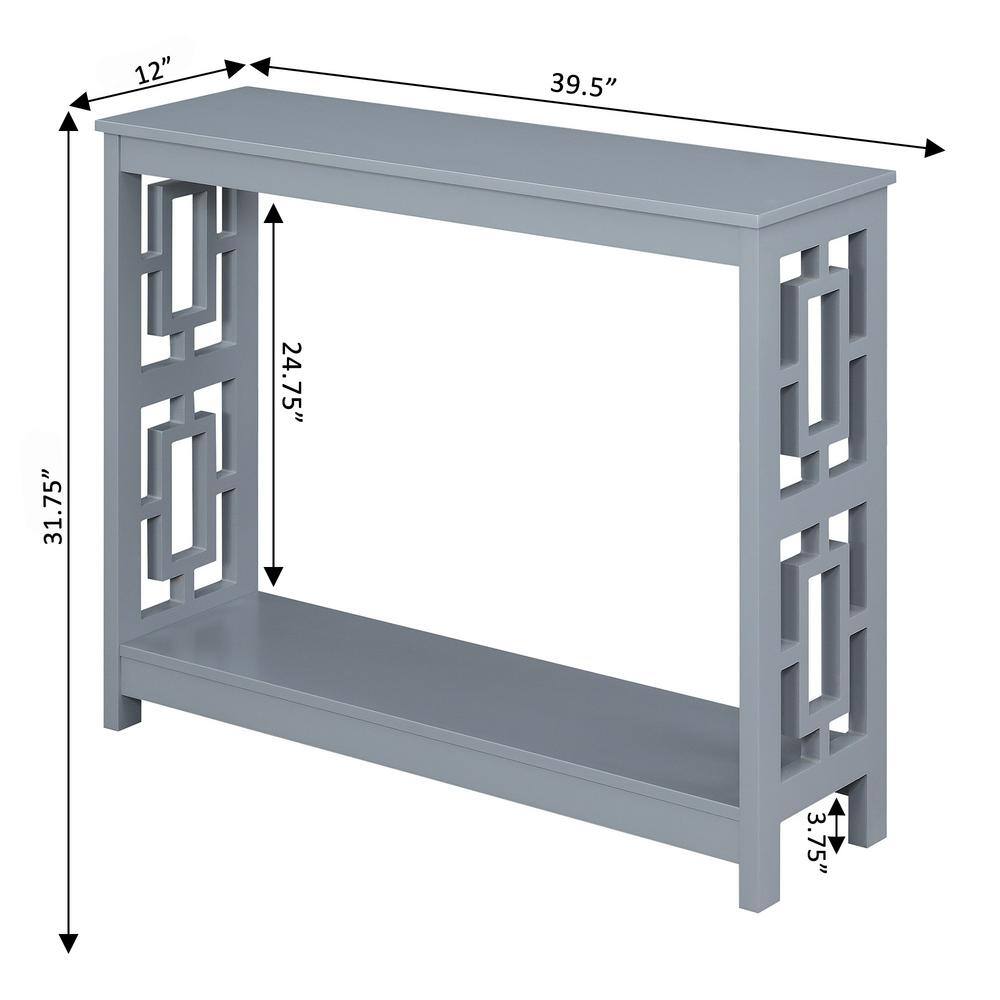 Gray MDF Console Table with Shelf and Asian-Inspired Design