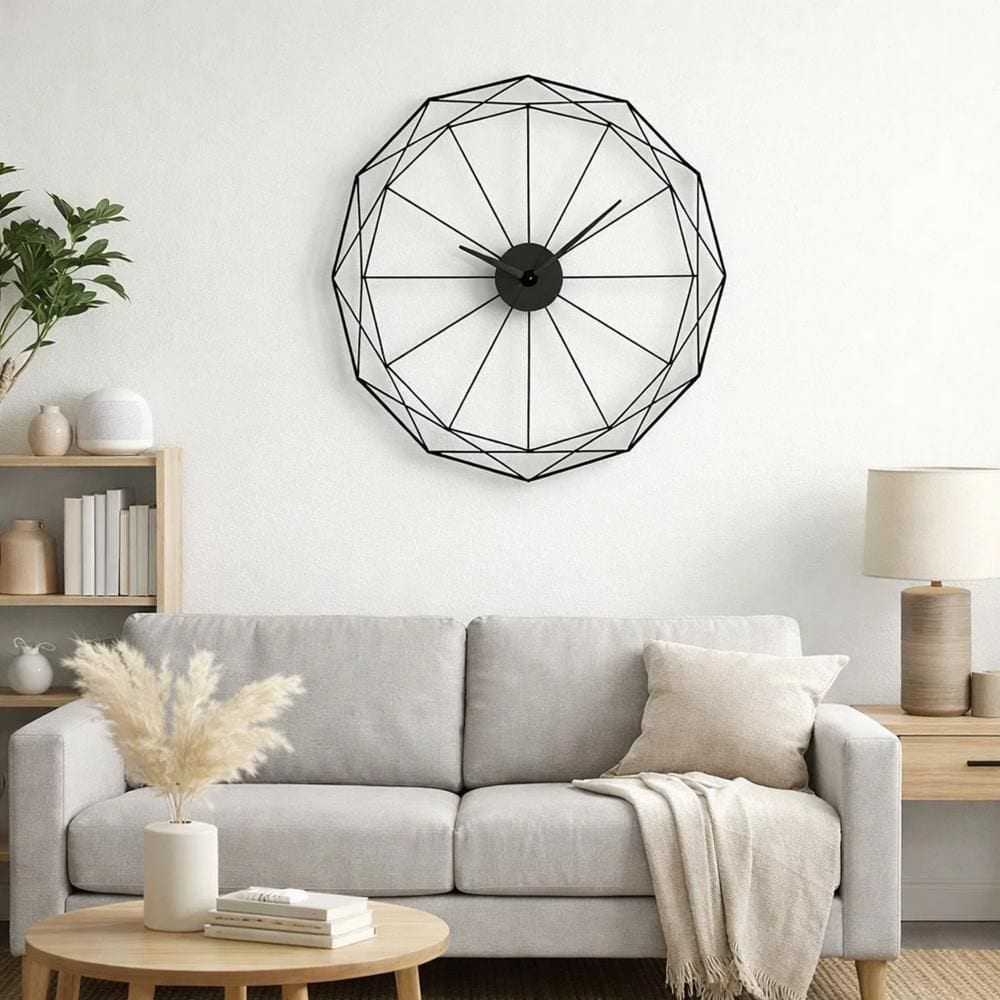 Black Analog Metal Abstract Open Frame Wall Clock with Geometric Edge Border price history on PriceWatchPro