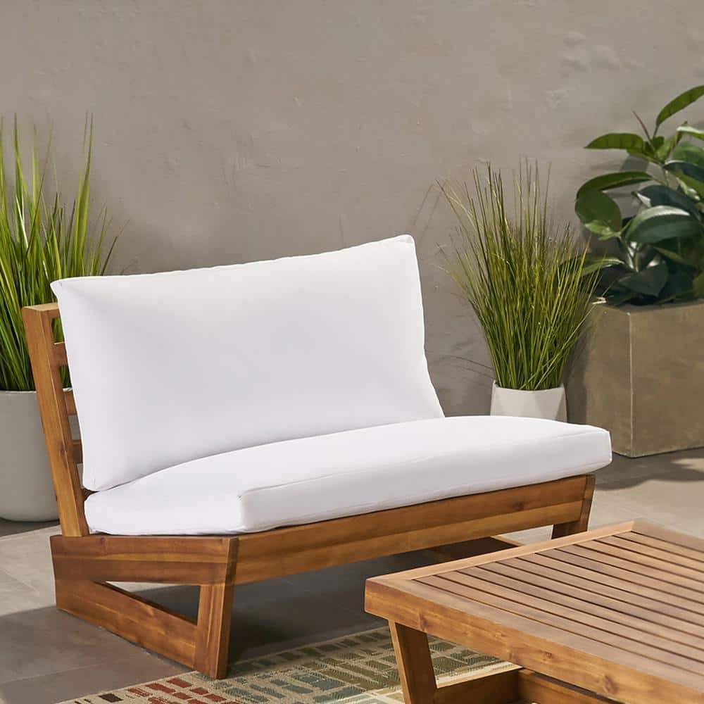 Figi Teak Wood Outdoor Patio Lounge Chair with White Cushion price history on PriceWatchPro