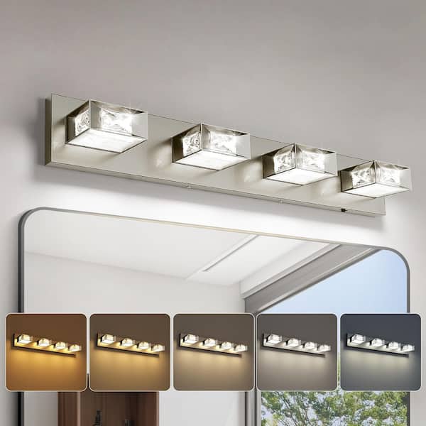new センス 4w JUSHENG 27.95 in. Nickle 4-Light Dimmable Crystal Bathroom Vanity