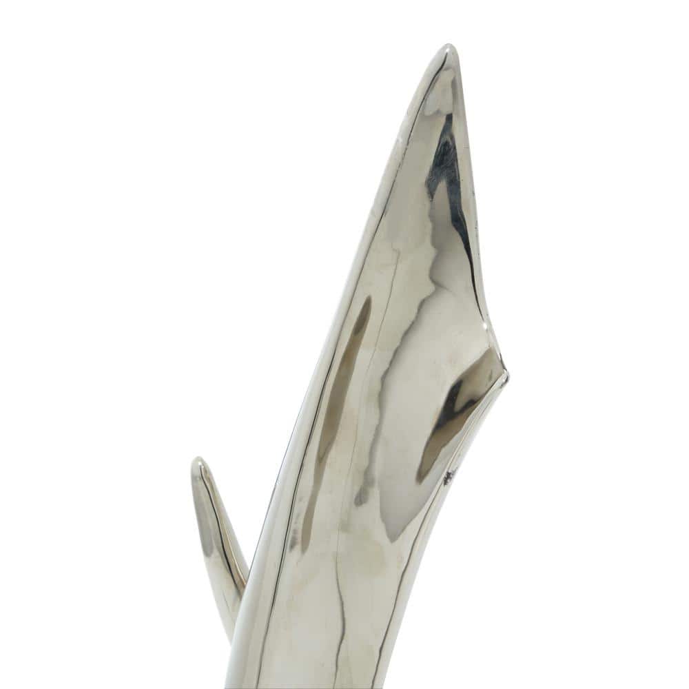 Silver Porcelain Abstract Sculpture with Black Base, 17" Height