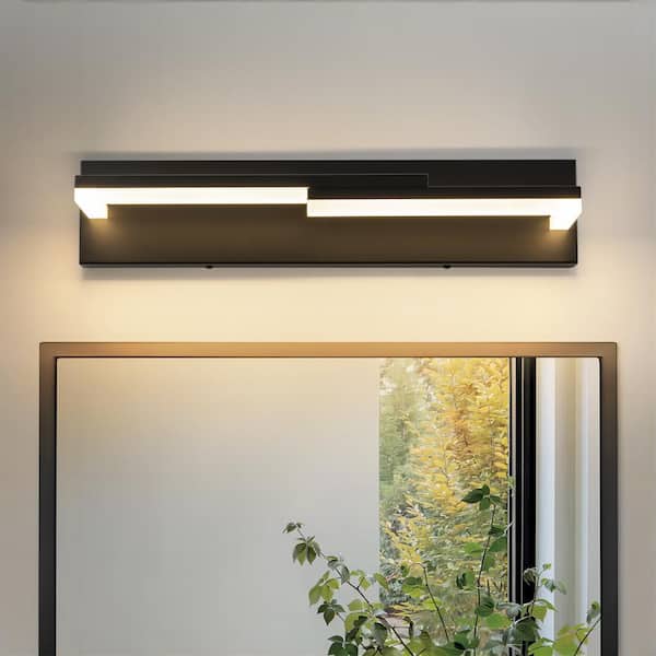 Rennnsan Vincent 20.47 in. W 2-Light Black Minimalist Design Creative Right-Angle LED Bathroom Vanity Light