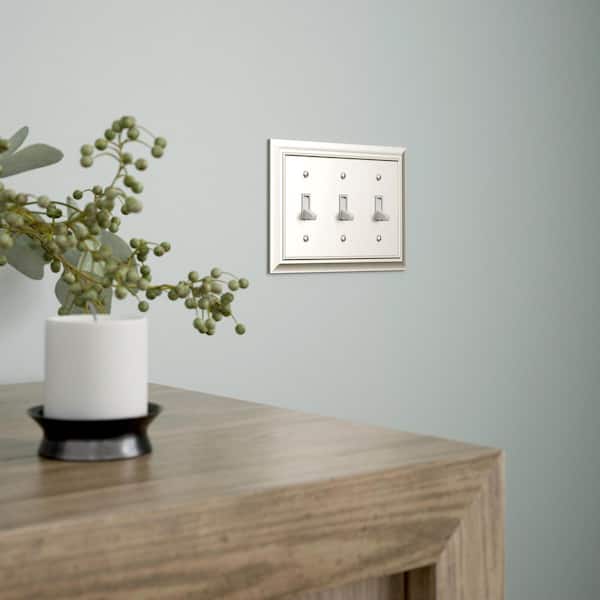 (1-Pack) Derby 3-Gang Satin Nickel Switch/Toggle Metal Wall Plate