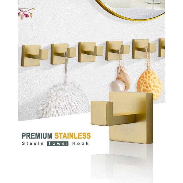 J-Hook Wall Mount Hook Robe/Towel Hook in Brushed Gold 6PCS