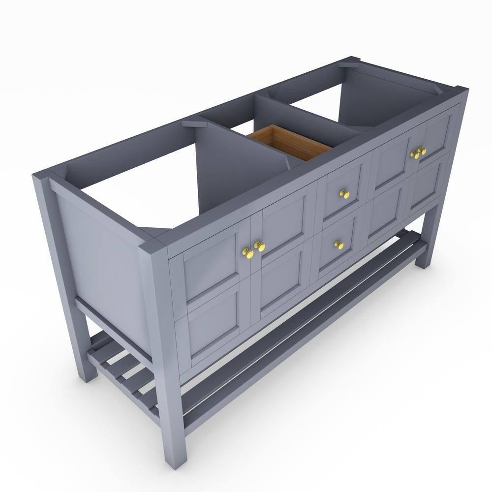 Alicia Gray Birch Wood 60" Freestanding Bathroom Vanity Base