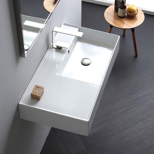 Teorema Wall Mounted Bathroom Sink in White