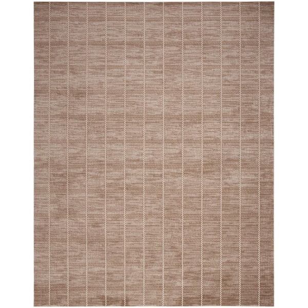 Nourison Serenity Home Mocha Ivory 8 ft. x 10 ft. Linear Contemporary Area Rug