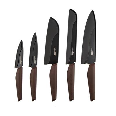 Chef Robert Irvine's 10-Piece Wood Grain Handle Stainless Steel Blade Comfort Grip Kitchen Cutlery Knife Set