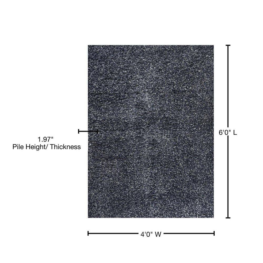 Denim Blue Rectangular Shag 4' x 6' Synthetic Area Rug