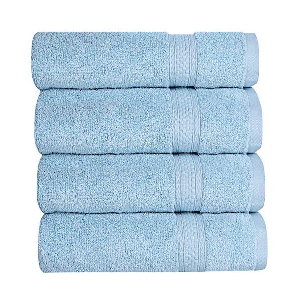 A1 Home Collections A1HC Bath Sheet 500 GSM Duet Technology 100% Cotton Ring Spun Chambray Blue 35 in. x 70 in. Highly Absorbent (Set of 4)
