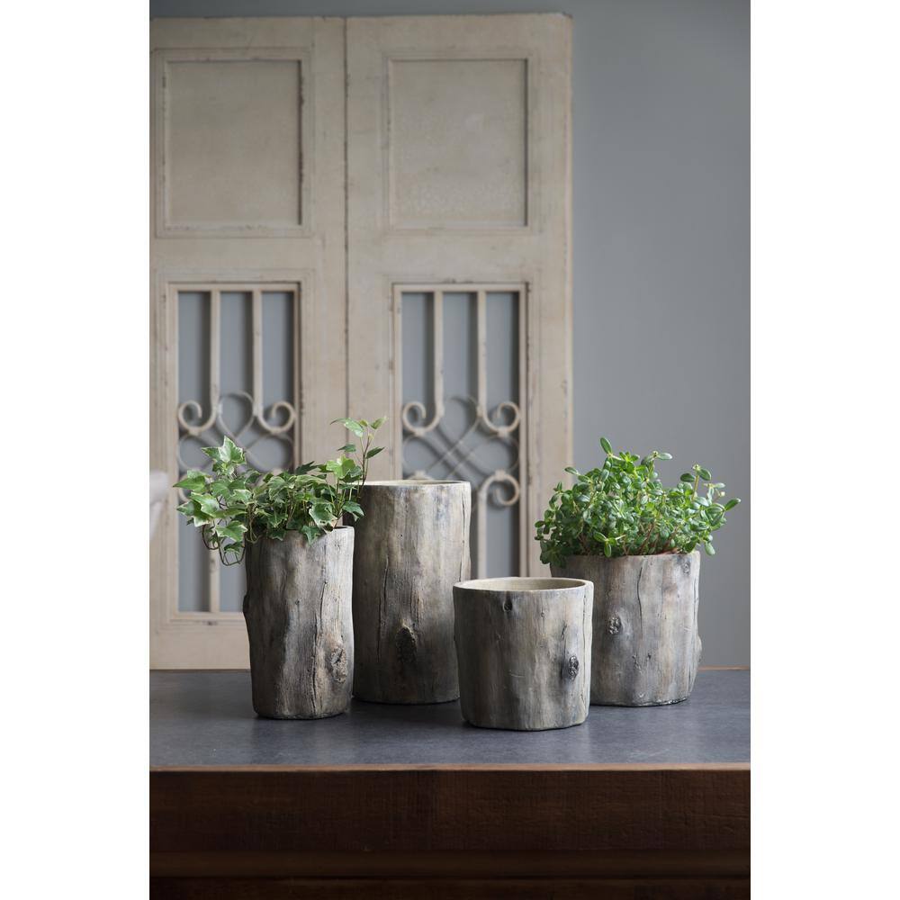 Fillmore Natural Gray Cement Log Design Planter
