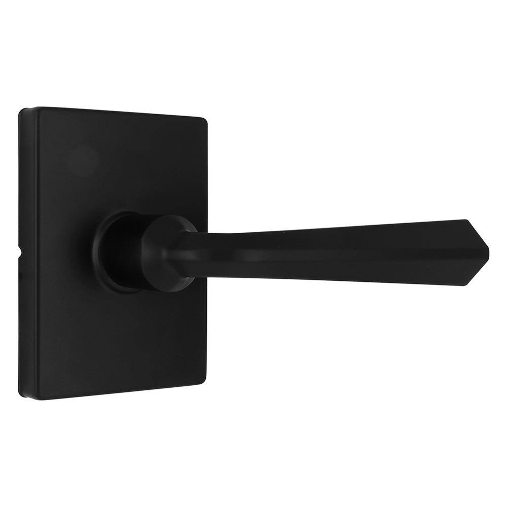 Wilshire Matte Black Hall/Closet Passage Door Lever with Rectangle Rose