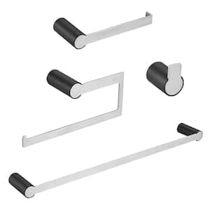 4-Piece Bath Hardware Set with Toilet Paper Holder and 23.6 in. Towel Bar in Nickel black