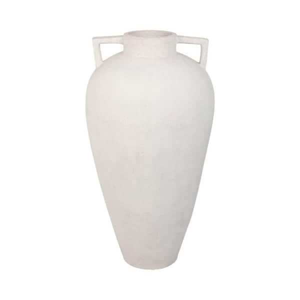 Liv & Skye 40 in. Ivory Ceramic Amphora Decorative Vase Pointy Handles