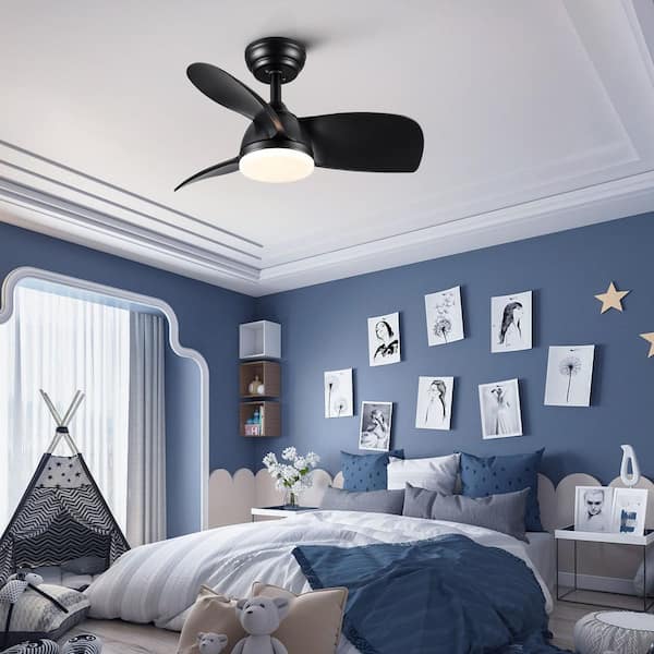 Avex 28 in. Black Standard Ceiling Fan with Remote Control and Dimmable Integrated LED