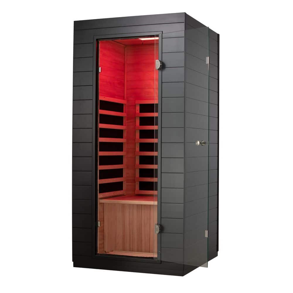 FUROMUHEARTS サウナタンク L EZLIFE 1-Person Indoor Okoume Hemlock Wood Infrared Sauna with Low