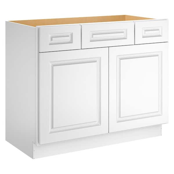 Newport 42-in W X 21-in D X 34.5-in H in Raised PanelWhite Plywood Ready to Assemble Floor Vanity Base Kitchen Cabinet