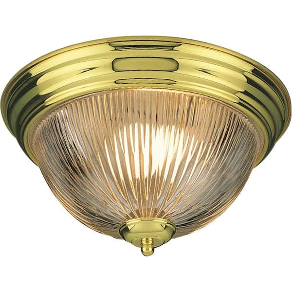 Volume Lighting 2-Light Polished Brass Flush Mount