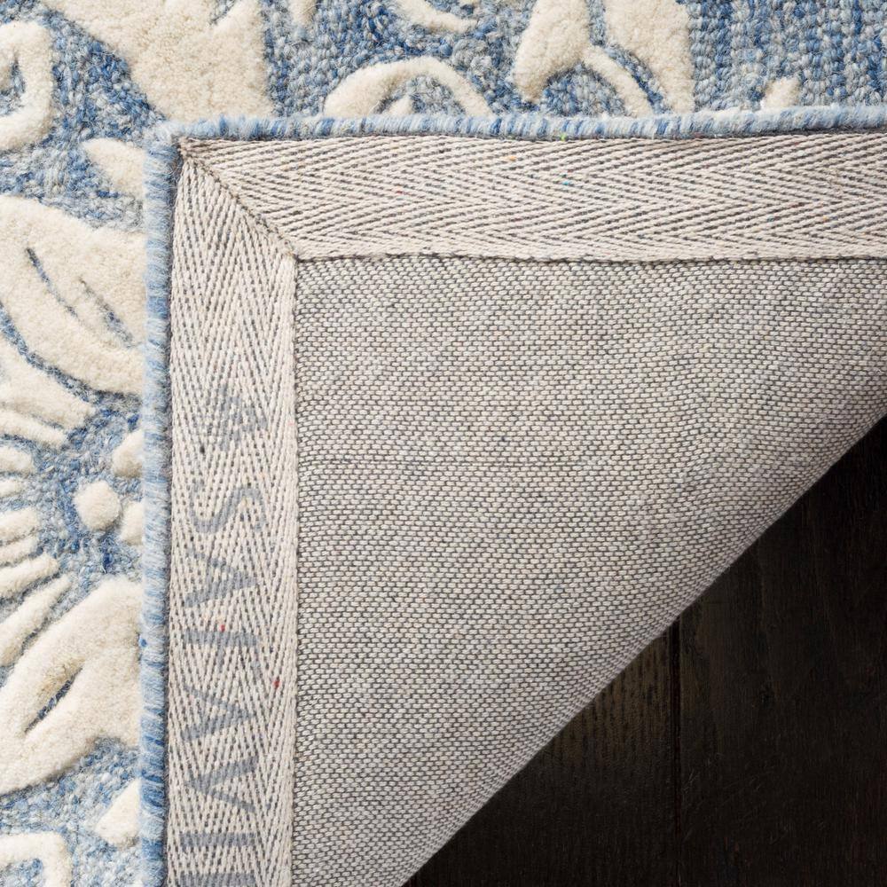 Elegant Blue/Ivory Floral Tufted Wool Runner Rug - 2'3" x 6'