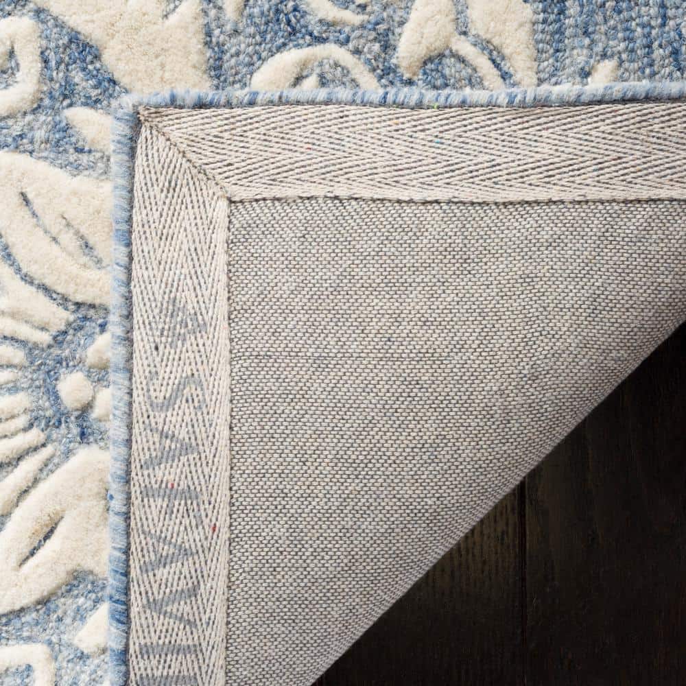 Handmade Tufted Floral Wool Area Rug Blue/Ivory 4' x 6'