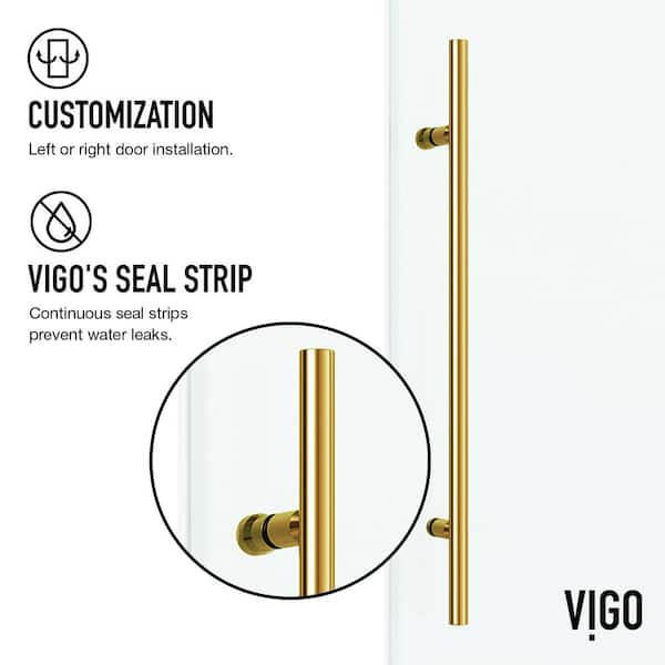 Elan E-Class 36 in. L x 48 in. W x 82 in. H Frameless Sliding Shower Enclosure Kit in Matte Gold with Clear Glass