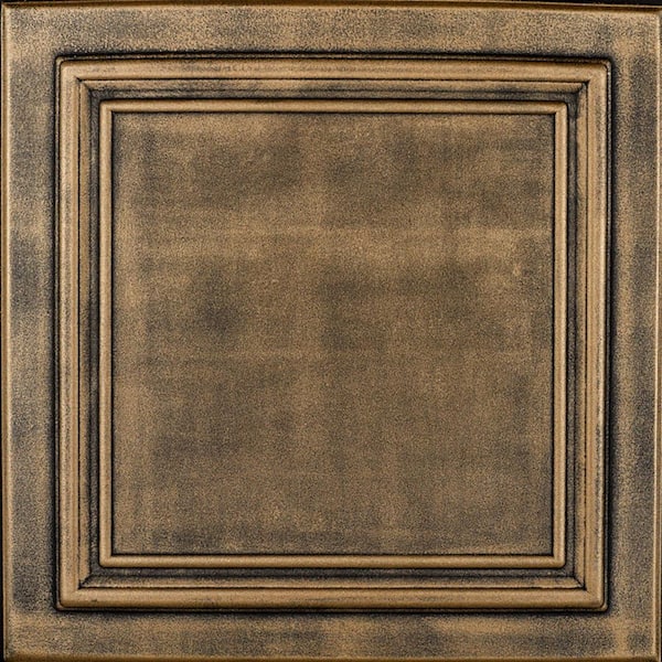 A La Maison Ceilings Line Art Antique Brass 1.6 ft. x 1.6 ft. Decorative Foam Glue Up Ceiling Tile (21.6 sq. ft./Case)