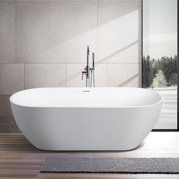 INSTER 69 in. Composite Resin Flatbottom Double Slipper Bathtub ...