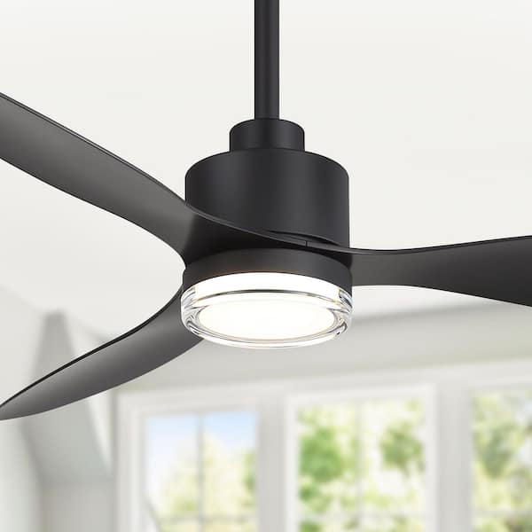 Larrisa 52 in. Indoor Black Ceiling Fan with Integrated LED Light with Remote Control Included
