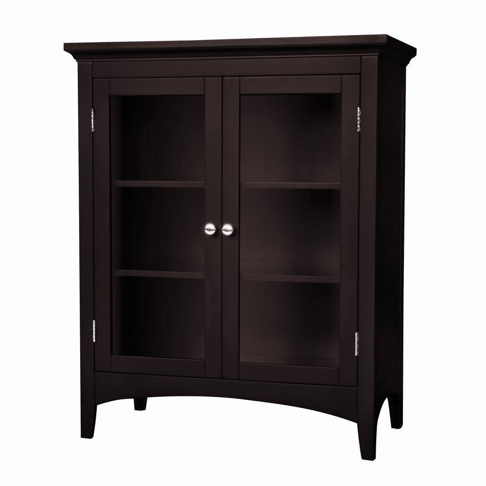 Madison Dark Espresso MDF Bathroom Floor Cabinet with Glass Doors