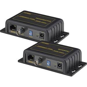 IP LAN and Analog Over Coax Transceiver Extender in Black