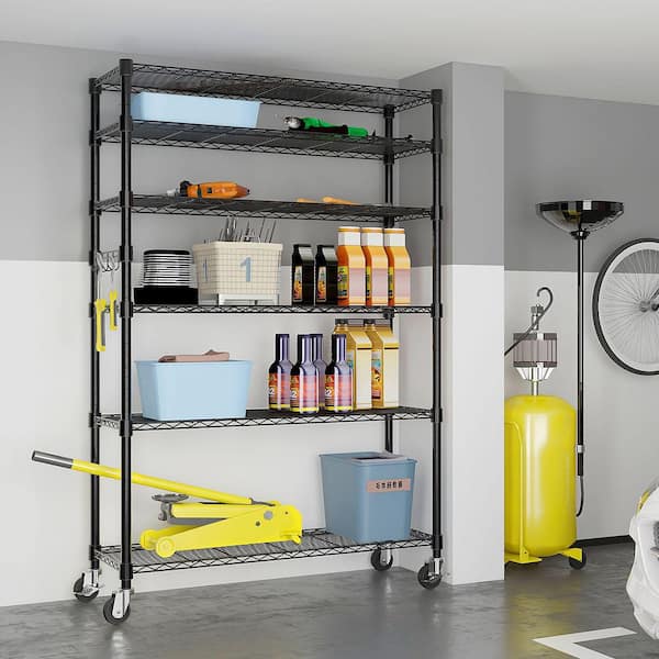 6-Tier NSF-Certified Wire Shelving with Wheels, Detachable Pantry Organizers